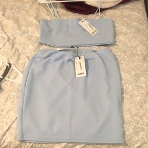 Sky blue 2 piece skirt set